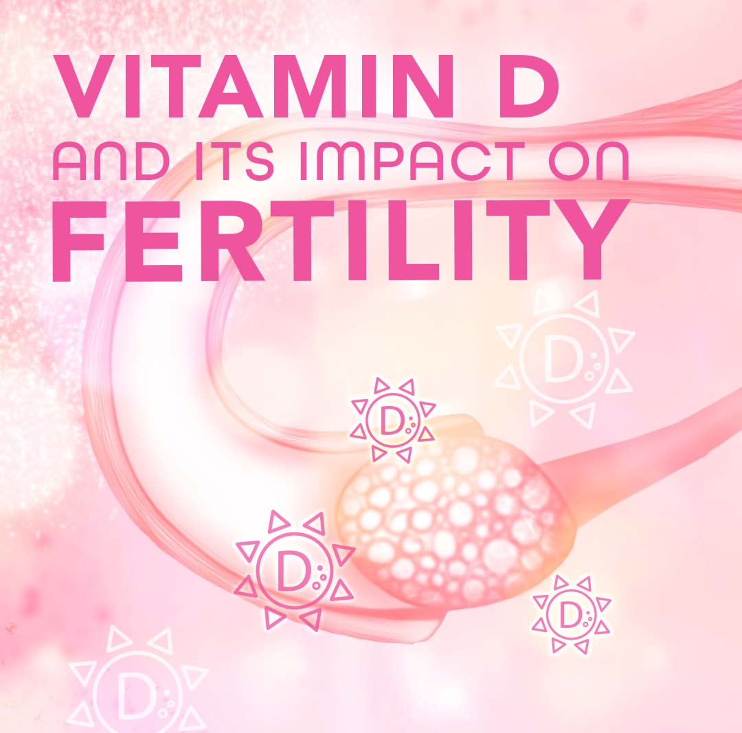 Vit D impact on fertility image of ovary with Vit d icons on top